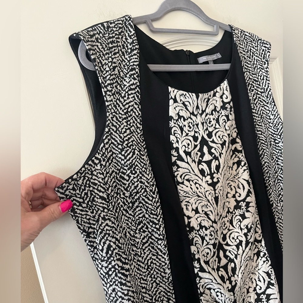 NY Collection Black and White Sleeveless Patterned Dress Women’s Size 2X - Picture 6 of 15